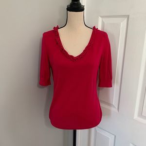 LOFT sweater short sleeve v-neck pink M